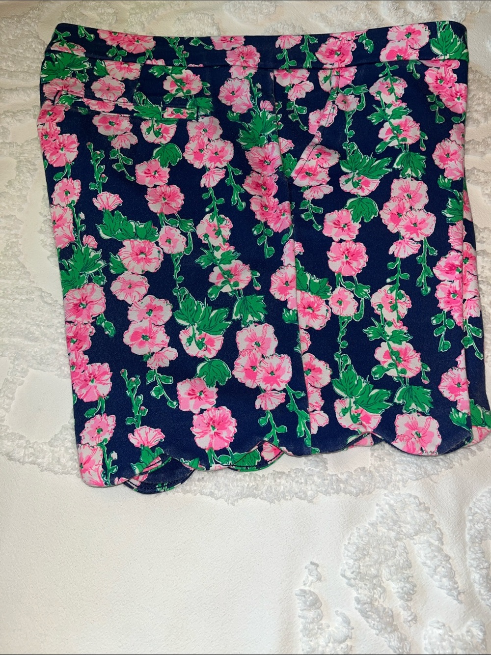 Lilly Pulitzer Navy Shorts with Pink Floral Print
